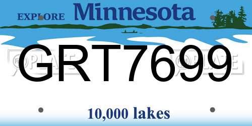 GRT7699 Minnesota License Plate