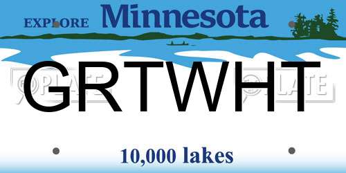 GRTWHT Minnesota License Plate