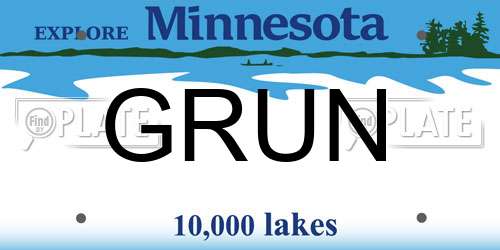 GRUN Minnesota License Plate