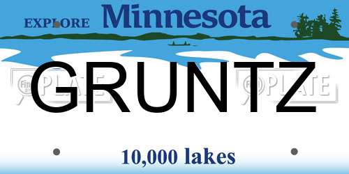 GRUNTZ Minnesota License Plate