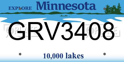 GRV3408 Minnesota License Plate