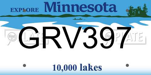 GRV397 Minnesota License Plate
