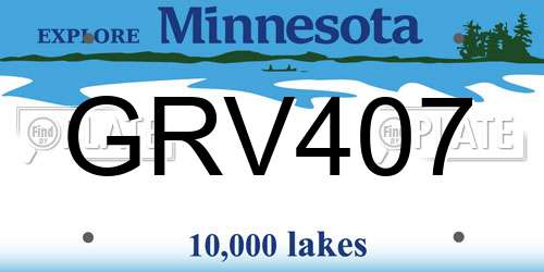 GRV407 Minnesota License Plate