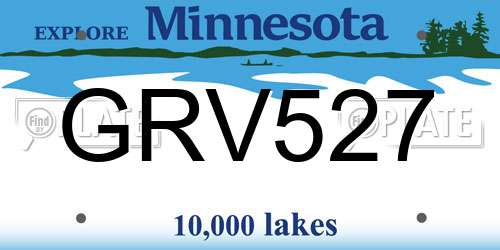 GRV527 Minnesota License Plate