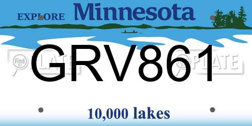 GRV861 Minnesota License Plate