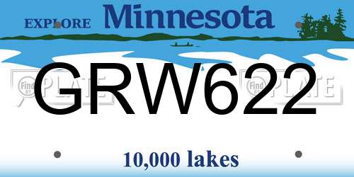 GRW622 Minnesota License Plate