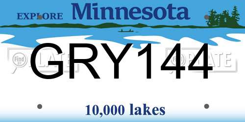 GRY144 Minnesota License Plate