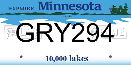 GRY294 Minnesota License Plate
