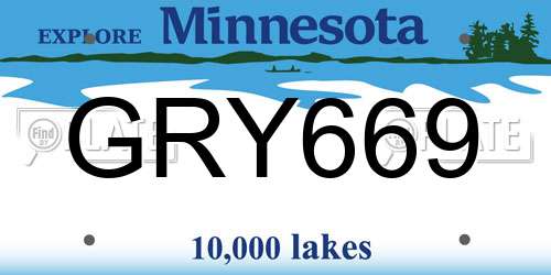 GRY669 Minnesota License Plate