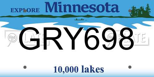 GRY698 Minnesota License Plate