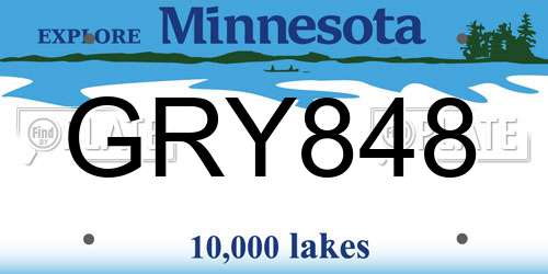 GRY848 Minnesota License Plate