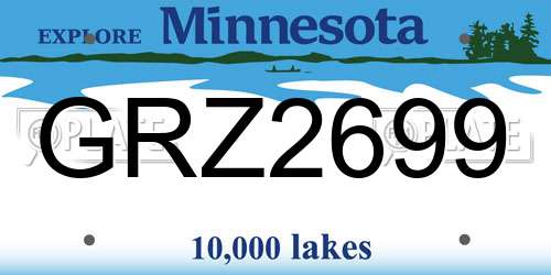 GRZ2699 Minnesota License Plate