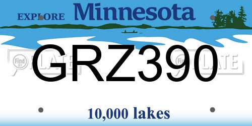 GRZ390 Minnesota License Plate