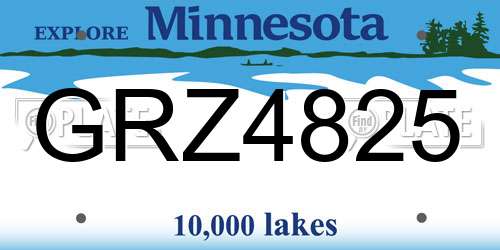 GRZ4825 Minnesota License Plate