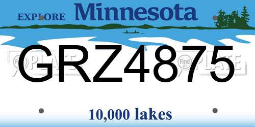 GRZ4875 Minnesota License Plate