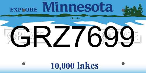 GRZ7699 Minnesota License Plate