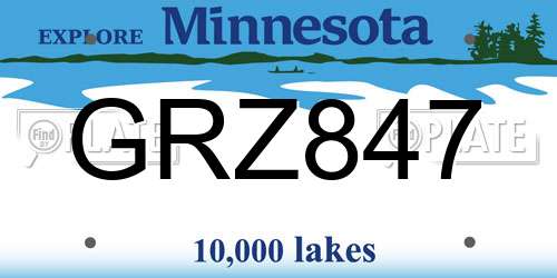GRZ847 Minnesota License Plate