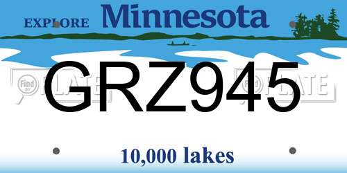 GRZ945 Minnesota License Plate