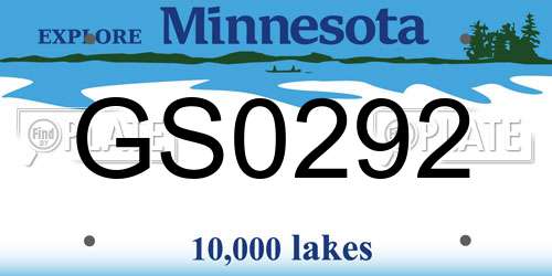 GS0292 Minnesota License Plate