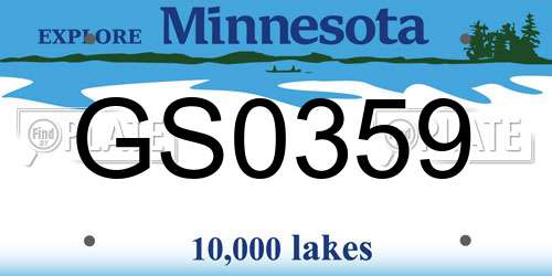 GS0359 Minnesota License Plate