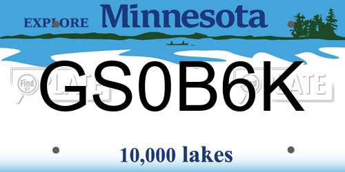 GS0B6K Minnesota License Plate