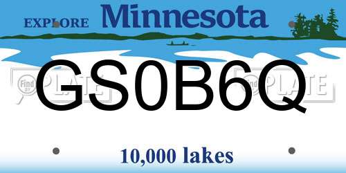 GS0B6Q Minnesota License Plate