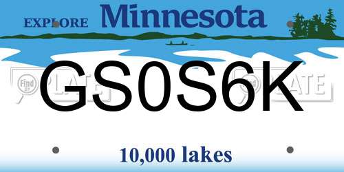 GS0S6K Minnesota License Plate