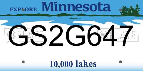 GS2G647 Minnesota License Plate