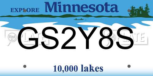 GS2Y8S Minnesota License Plate