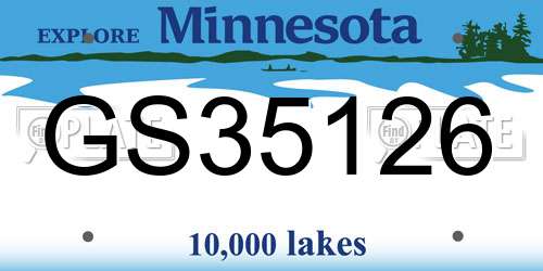 GS35126 Minnesota License Plate