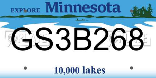 GS3B268 Minnesota License Plate