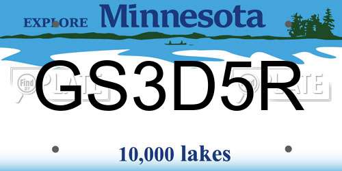 GS3D5R Minnesota License Plate