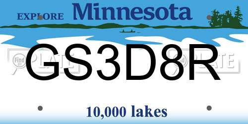 GS3D8R Minnesota License Plate
