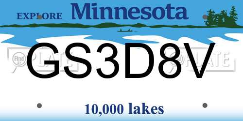 GS3D8V Minnesota License Plate