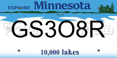 GS3O8R Minnesota License Plate