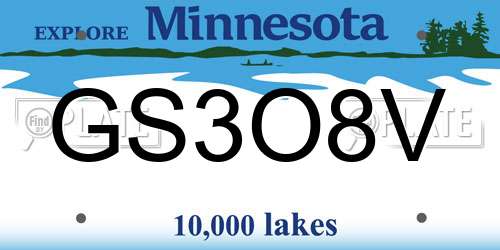 GS3O8V Minnesota License Plate
