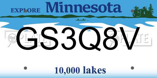 GS3Q8V Minnesota License Plate