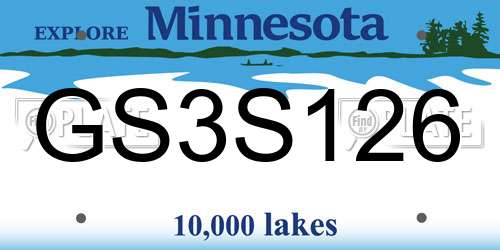 GS3S126 Minnesota License Plate