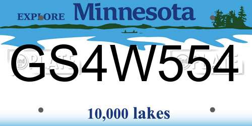 GS4W554 Minnesota License Plate