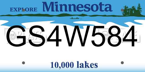 GS4W584 Minnesota License Plate