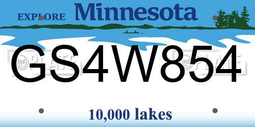 GS4W854 Minnesota License Plate