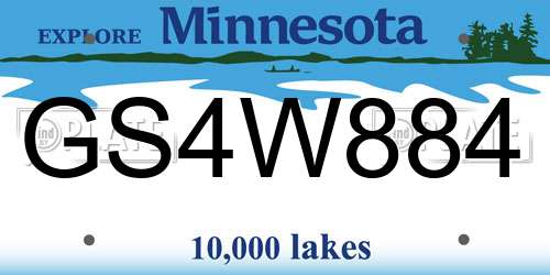 GS4W884 Minnesota License Plate