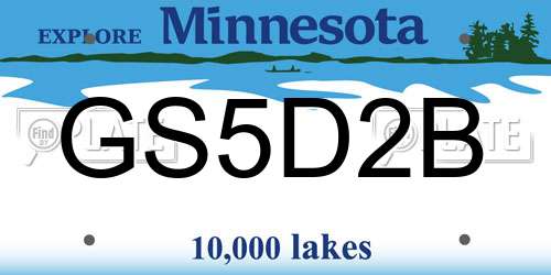 GS5D2B Minnesota License Plate