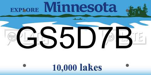 GS5D7B Minnesota License Plate
