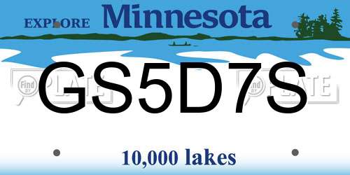 GS5D7S Minnesota License Plate