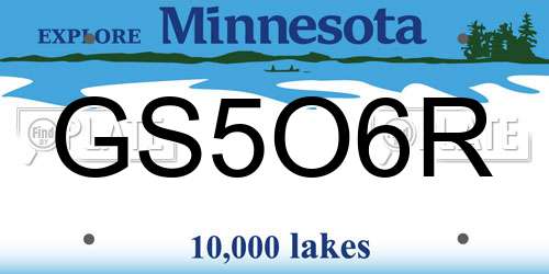 GS5O6R Minnesota License Plate