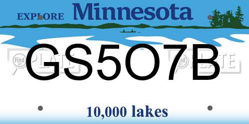 GS5O7B Minnesota License Plate