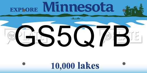 GS5Q7B Minnesota License Plate