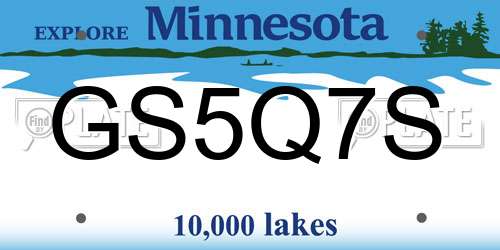 GS5Q7S Minnesota License Plate