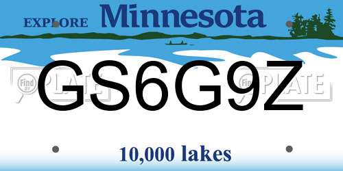 GS6G9Z Minnesota License Plate